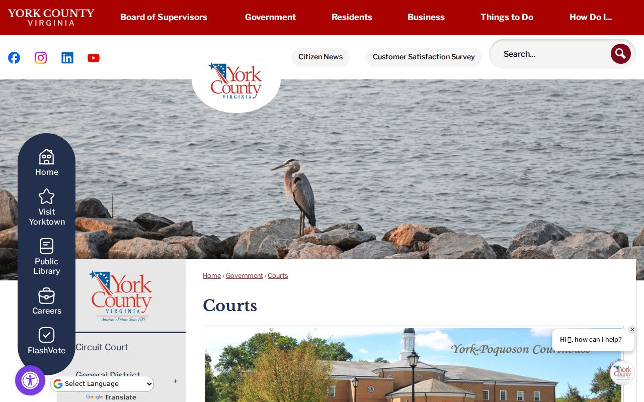 York County warrant records reference showing the official court directory for Circuit, General District, and JDR courts