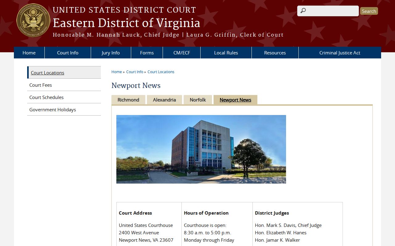 York County warrant reference distinguishing federal records at the Newport News courthouse