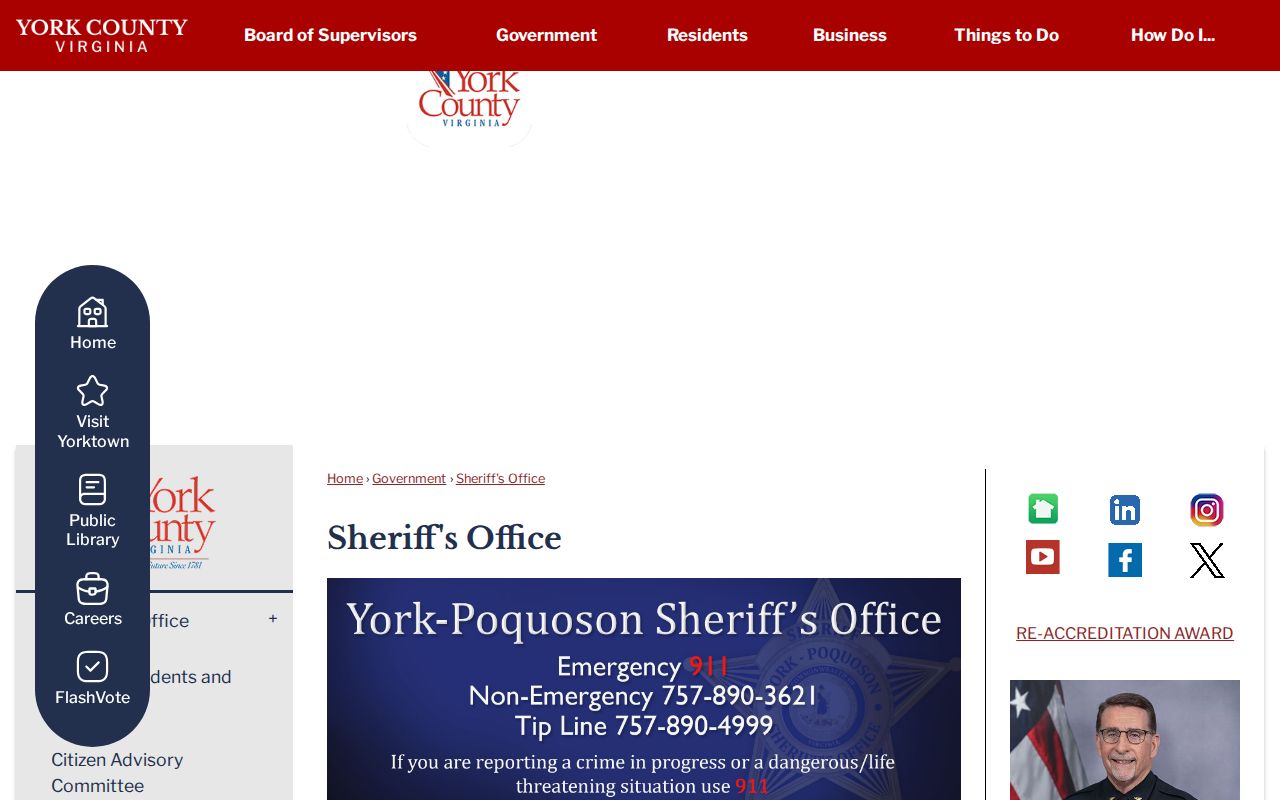 York County active warrant reference showing the York-Poquoson Sheriff’s Office public page
